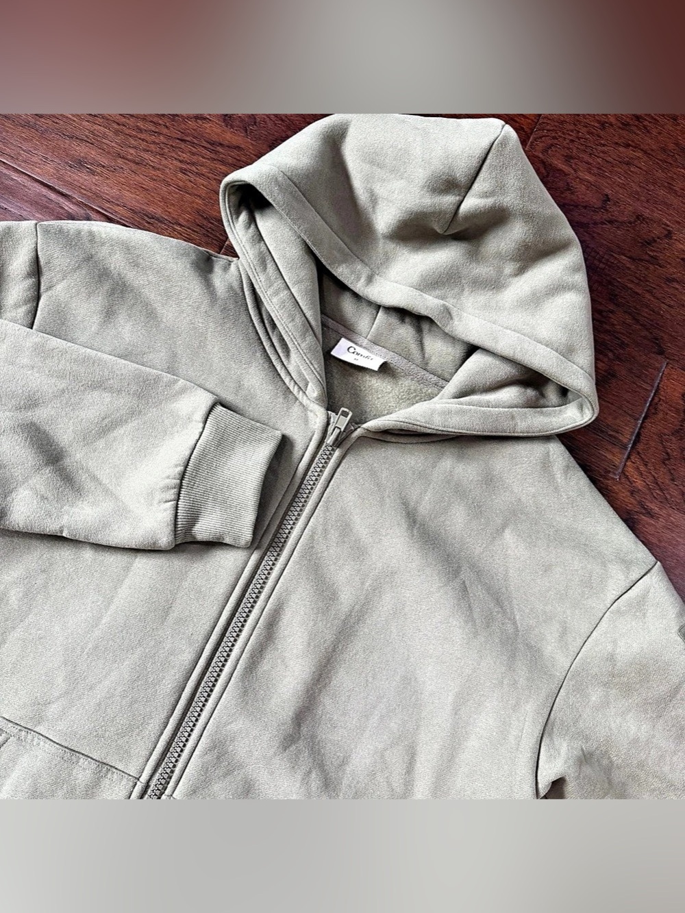 Comfrt Travel Essentials Full Zip Hoodie Green Medium Relaxed Fit Pockets
